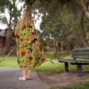 2022 New Design Long Kimono Style Floral Print Bath <b>Robe</b> for Women Yellow Color Floor-Length Sexy Patterns Spring Summer Edition - Product Image 6