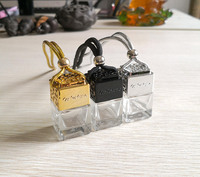 Flacon de parfum carré en bois de 8 ml avec bouchon à vis, estampage à chaud, diffuseur d'air unique pour voiture, flacon vide avec couvercle en bois coloré