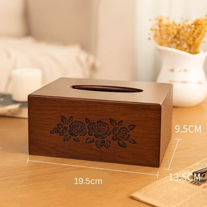 Boîte à mouchoirs et organisateur de serviettes en bois de luxe écologique fait à la main avec logo personnalisé pour la décoration de la maison et les cadeaux - Product Image 2