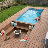 Terrasse modulaire en WPC pour extérieur avec structure de support en acier galvanisé 1m x 1m pour les zones lounge extérieures et les zones autour d'une piscine