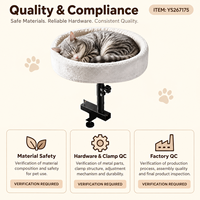 Lit pour chat rond en peluche blanc cassé Yangyangpet à fixer sur un bureau avec pince