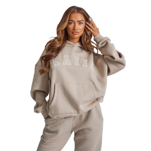 Chándal de algodón con logotipo personalizado para mujer, conjunto de pantalones y sudaderas con capucha para mujer, chándal de gran tamaño | Servicio OEM - Product Image 3