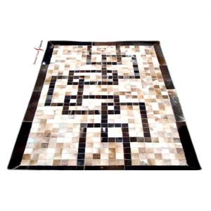 พรมหนังวัวแท้สำหรับ100% พรมปักลายทันสมัยมีสไตล์สำหรับห้องนั่งเล่นหนังวัวธรรมชาติทนทานต่อผมเย็บ - Product Image 5