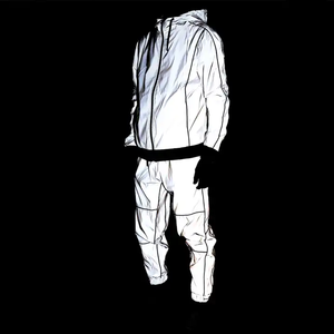 Survêtement deux pièces décontracté à fermeture éclair pour hommes en nylon personnalisé réfléchissant Ensemble de vêtements d'extérieur pour la saison d'automne - Product Image 1