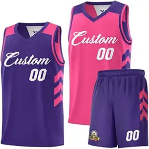 Camisa de basquete reversível personalizada 90s Hip Hop Camisas esportivas com nome impresso para homens/jovens