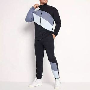 Custom Full Zip-Up Front Slim Fit 2 Piezas Hombres Sweatsuit Color Block Hombres Chándales - Product Image 1