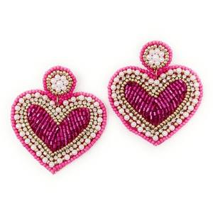 Pendiente de cuentas de semilla en forma de corazón Pendientes bohemios de elegancia Accesorios de inspiración vintage Pendientes retro chic DE LA India hechos a mano - Product Image 4