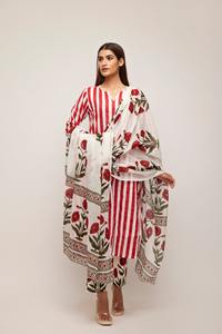 Red Stripe Suit Set Indian Fashion Styling High End Quality <b>Kurti</b> and Pants From Indian Manufacturer - Product Image 6