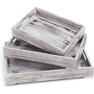 ถาดเสิร์ฟไม้สีธรรมชาติ ดีไซน์หรูหรา พร้อมหูจับโลหะ สำหรับอาหารเช้า กาแฟ ของว่าง งานเลี้ยง และตกแต่งบ้าน - Product Image 4