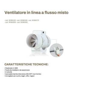 Ventilador de Extracción en Línea Tecnosystemi, Ventilador de Flujo Mixto - Product Image 2