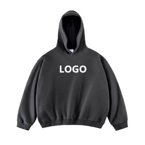 Vente en gros OEM Custom Heavy Duty Sweat à capuche Épaules tombantes Style décontracté Hommes Pull à capuche Coton Bulle Imprimer Fleece Hoodie - Product Image 4