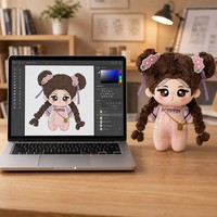 Peluche personnalisée mignonne en coton PP, avec costume Hanfu et chignons jumeaux, jouet de collection, cadeau, objet de présentation