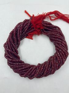 Perles de pierre de rubis de haute qualité, perles rondelles en verre naturel rempli - Gemmes Mehrajudin d'origine Rajasthan, certifiées par un tiers - Product Image 2