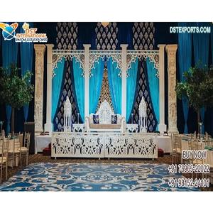 พิธีแต่งงานสไตล์อาหรับสีขาวตกแต่งเวทีเวทีแหวนแต่งงานโมร็อกโกเวทีอังกฤษสีขาวรูปแบบการต้อนรับงานแต่งงานขั้นตอนกลางคืน - Product Image 1