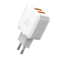 Chargeur mural Techancy TM02015 de haute qualité, luxe, mini, portable, 20W, 2 ports USB, charge rapide, matériau ABS