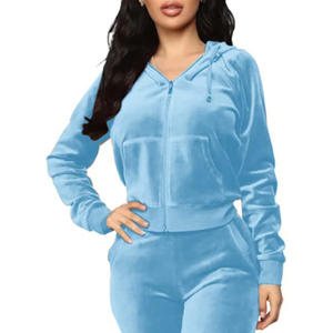 Sudaderas informales con patrón sólido para mujer y pantalones de chándal de pierna ancha, conjuntos holgados de ropa de descanso de invierno, chándales al por mayor de 2 piezas - Product Image 4