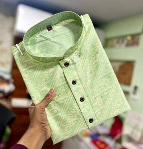 Kurta de Seda Jacquard para Hombre, Pijama Formal, Ropa India y Pakistaní para Fiestas, Secado Rápido, Ideal para Bodas, Todas las Temporadas, Corte Regular - Product Image 3