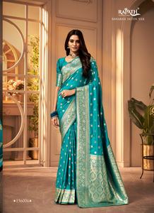 Dernier créateur Banarasi Satin Silk Border Saree par Fab Zone Vêtements indiens et pakistanais - Product Image 4