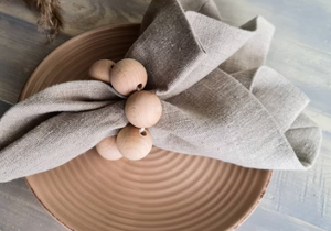 Wooden napkin rings, wooden <b>beads</b> napkin ring, <b>set</b> of wooden napkins ring, wooden napkin holder, table decor - Product Image 2