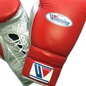 Guantes de Boxeo Winning con Cordones, Rojo Plateado, Cuero Genuino Premium, Guantes Profesionales para Entrenamiento y Sparring, 8oz 10oz 12oz 14oz 16oz - Product Image 5