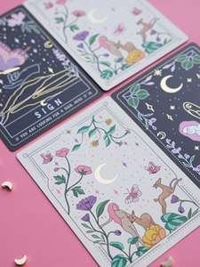 LABON Moon Witch <span class=keywords><strong>Oracle</strong></span> Deck 42 Cartes Ornementées de Feuille d'Or – Jeu de Tarot Inspiré de la Féminité Divine avec Guide de Rituels pour l'Auto-Découverte - Product Image 5