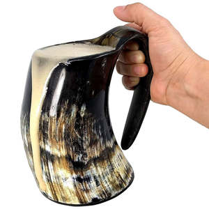 Mug en corne de buffle naturel poli brillant fait à la main, mug à boire, mug viking, mug à bière - Product Image 1