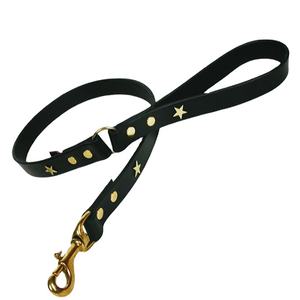 Correa de perro de cuero duradero de Color sólido negro personalizado con estilo de lujo ajustable todos los accesorios de latón personalizados - Product Image 1