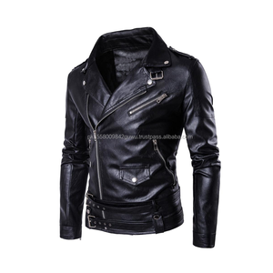 Veste en cuir d'agneau véritable en gros pour hommes - Product Image 2