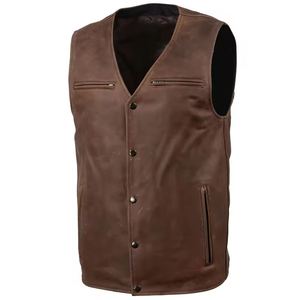 Chaleco de cuero genuino para hombre, ropa de invierno informal, transpirable, cómoda, a la moda, inspirada en el estilo Jersey de carreras - Product Image 3