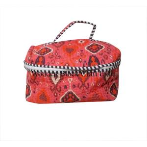 Juego de Bolsas de Aseo de Algodón Estampado a Mano, 3 Piezas, Gran Capacidad, Color Rojo, con Cierre, Lavable, Duradero, Reutilizable, para Viajes - Product Image 1