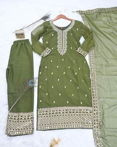 Salwar Kameez de Mujer Estilo Étnico Indio de Bollywood, en Georgette Sintética Pesada, con Bordado y Lentejuelas, para Fiestas, Ropa Pakistaní - Product Image 6