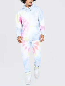 Conjunto de Sudadera con Capucha y Pantalones Deportivos Tie Dye Pastel para Hombre, Conjunto de Dos Piezas, Ropa Casual de Calle, Ropa de Estar Suave y Moderna - Product Image 3