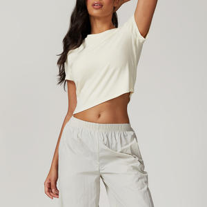 <b>Women</b> Quick Drying Yoga Short Sleeve Shirt Lady Casual Running Gym Crop <b>Top</b> Female <b>Loose</b> Sports T Shirts - Product Image 4