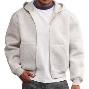 Sudaderas con capucha con cremallera y logotipo personalizado para hombre, ropa informal de gran tamaño en blanco de alta calidad, de algodón grueso y pesado, 100% - Product Image 2