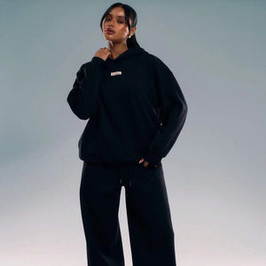 Conjunto Deportivo Informal para Mujer con Sudadera con Capucha y Pantalones Acampanados, Ropa Deportiva de Estilo Urbano para Entrenamiento y Fitness - Product Image 1