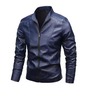 Nouveau Blazer de moto classique de haute qualité en cuir artificiel coupe-vent coupe ajustée Veste en cuir noir pour hommes vestes à col montant - Product Image 5