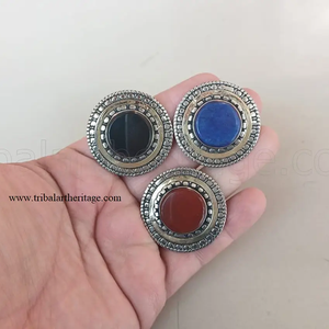 Anneaux tribaux Kuchi faits à la main en argent allemand, bijoux ethniques afghans vintage, anneau ajustable bohème pour femmes - Product Image 4