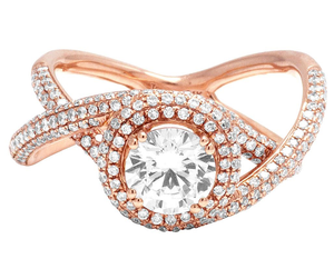 Anillo de fiesta con banda de diamante moissanita de plata esterlina S925 chapado en oro rosa para mujer - Product Image 1