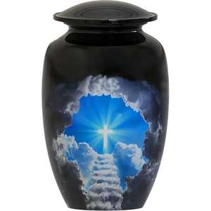 Jarrón funerario decorativo conmemorativo de urna de cremación humana grande hecho a mano con diseño pintado a mano para funerales y monumentos conmemorativos - Product Image 6