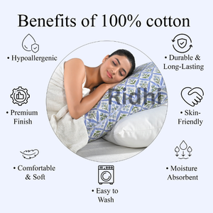 Ensemble de housses de coussin lombaire RIDHI Light Steel Blue 20x26 à volants, imprimé floral en coton fait main style western, amovible et lavable - Product Image 6