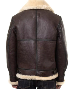 Veste d'hiver pour homme en fausse fourrure sherpa, 100% cuir véritable, grande taille, col rabattable, chauffante, coupe-vent, écologique - Product Image 2