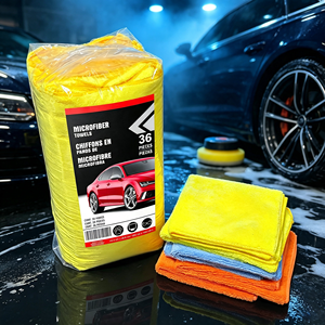 Lot de 36 chiffons de nettoyage automobile en microfibre 350g, tissage warp, serviettes de detailing en gros - Product Image 1