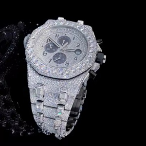 Totalmente helado VVS Moissanite diamante ajuste hecho a mano material de acero inoxidable relojes mecánicos para regalos de cumpleaños Unisex - Product Image 4