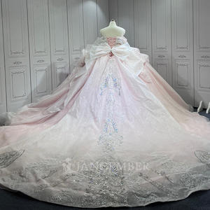 Jancember LSMU125 Maßgeschneidertes Tüll Rosa Abendkleid für Damen Schwer Verziertes Formelles Kleid - Product Image 3