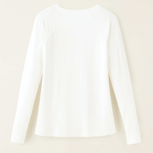 Alta calidad verano High Street último estilo camisetas Color sólido algodón hecho cuello redondo Casual mujeres camisetas de manga larga - Product Image 2