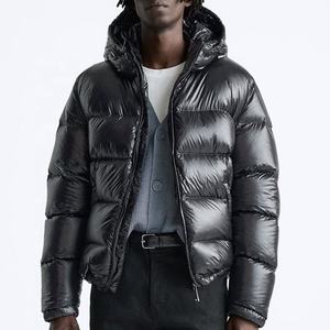 Veste matelassée à capuche personnalisée brodée pour homme, taille plus, noire, rembourrée, décontractée, fermeture éclair, imperméable, hiver, polyester/nylon - Product Image 3