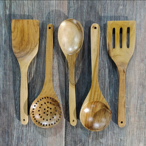 Premium Artes Designs Juego de vajilla de madera natural hecha a mano Incluye cuchara de utensilio de cocina Premium Suministro a granel para boda de madera - Product Image 3