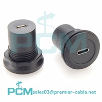 10 Gbps PD 100W USB 3.1 Tipe C perempuan Ke mikro B perempuan bulat Flush Panel Mount soket Coupler melewati konektor