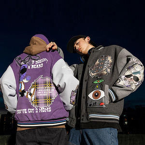 แจ็กเก็ตผ้าฝ้ายเนื้อบางของผู้ชายเสื้อแจ็คเก็ตมหาวิทยาลัยคอตั้งสไตล์สตรีทสำหรับฤดูใบไม้ผลิฤดูใบไม้ร่วงและฤดูหนาว - Product Image 6