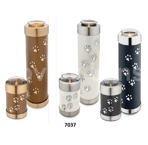 Urna de cremación de candelita de latón Rosa girasol de latón con esmalte dorado y rosa con bolsa de terciopelo gratis - Product Image 6